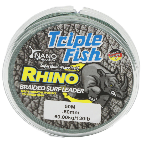 TripleFish rhino braid leader 50m .50mm 130lb green