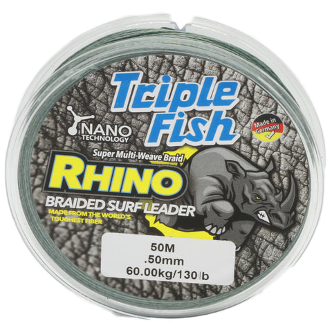 TripleFish rhino braid leader 50m .50mm 130lb green