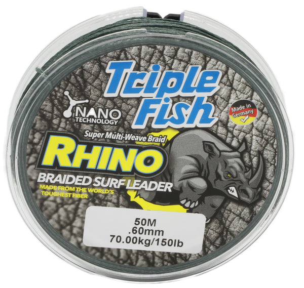 TripleFish rhino braid leader 50m .60mm 150lb green
