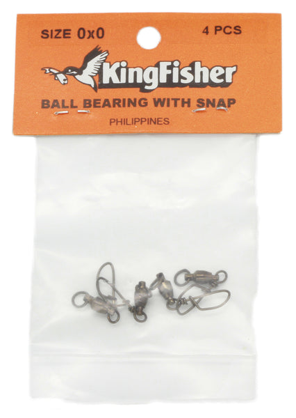 Ball bearing swivel - 1 ring & US snap,  0x0 - 4 pack