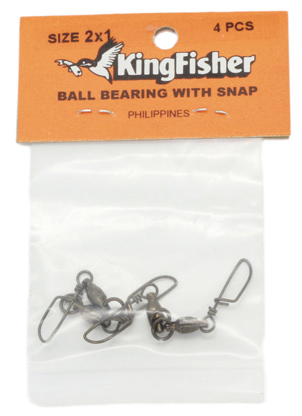 Ball bearing swivel - 1 ring & US snap,  2x1 - 4 pack