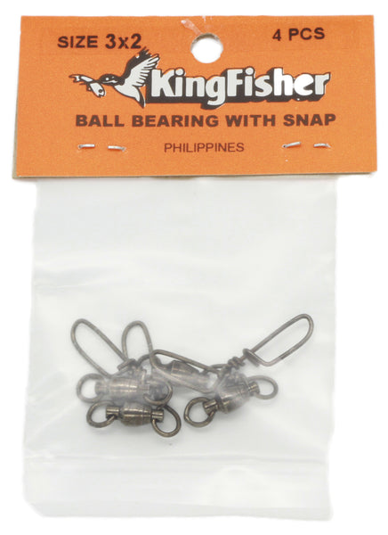 Ball bearing swivel - 1 ring & US snap,  3x2 - 4 pack