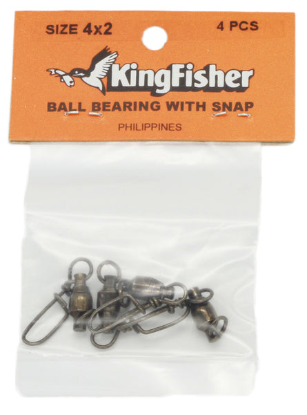 Ball bearing swivel - 1 ring & US snap,  4x2 - 4 pack